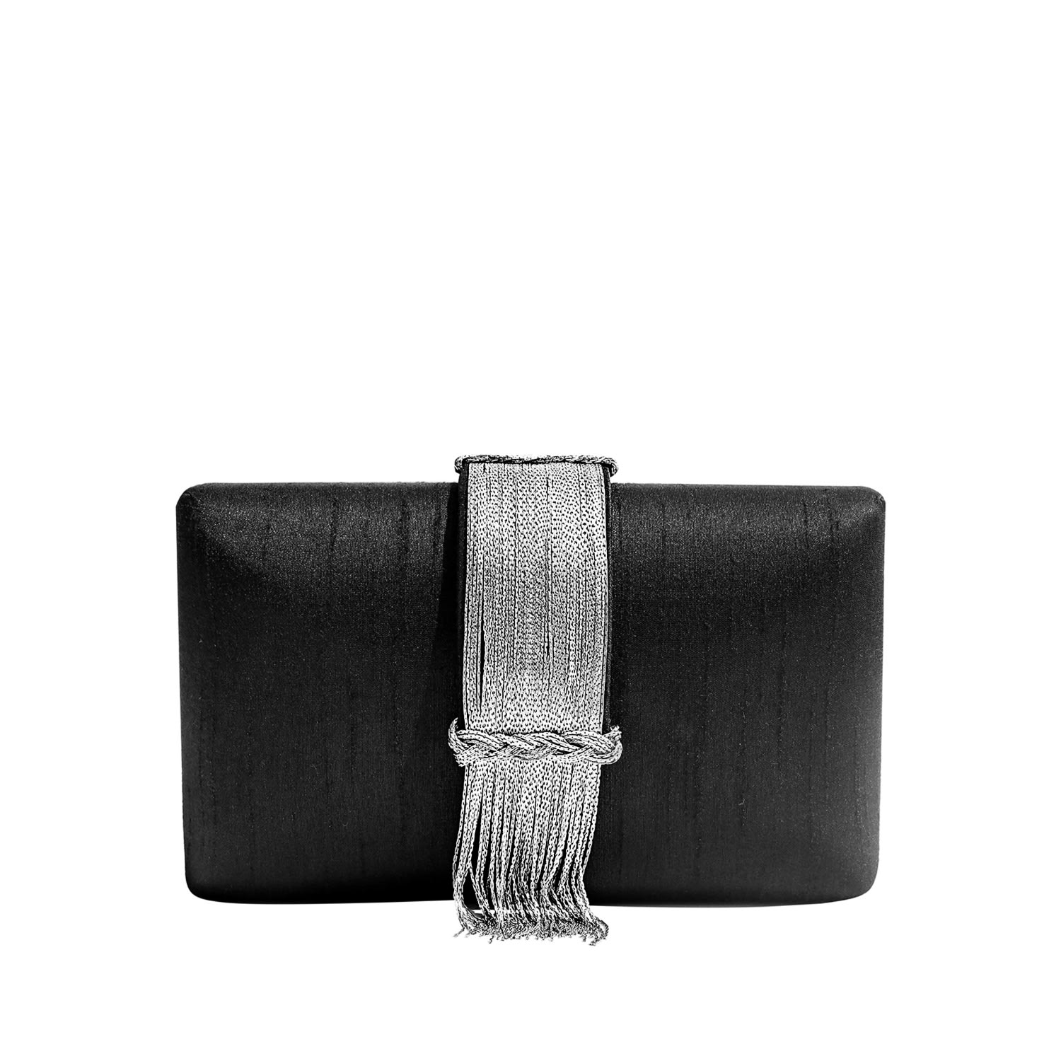 Women’s Black / Silver Midnight Fringe Clutch Simitri