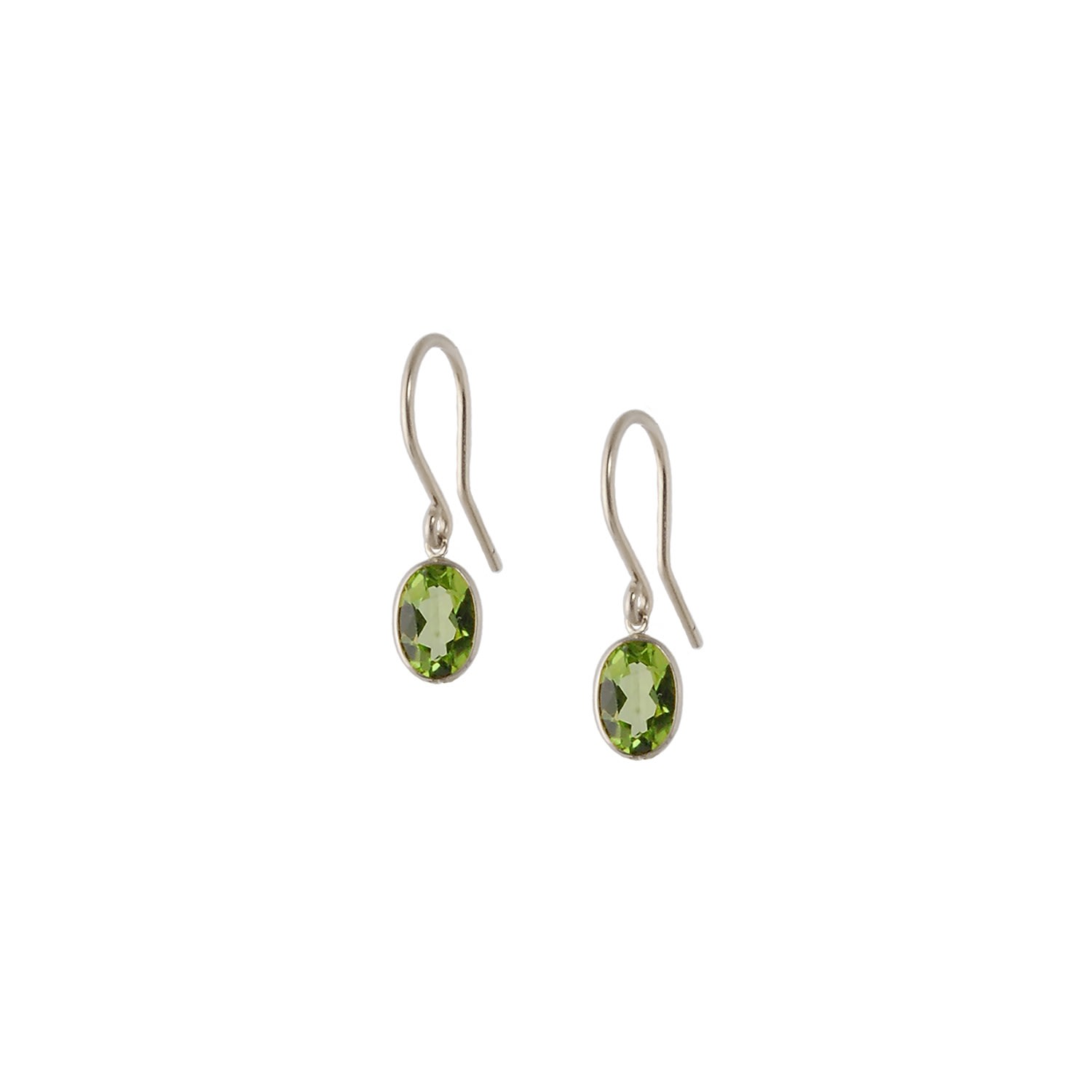 Women’s Gold / White Single Stone Bezel Set Peridot Earrings In 14 Karat White Gold Amy Gambill Designs