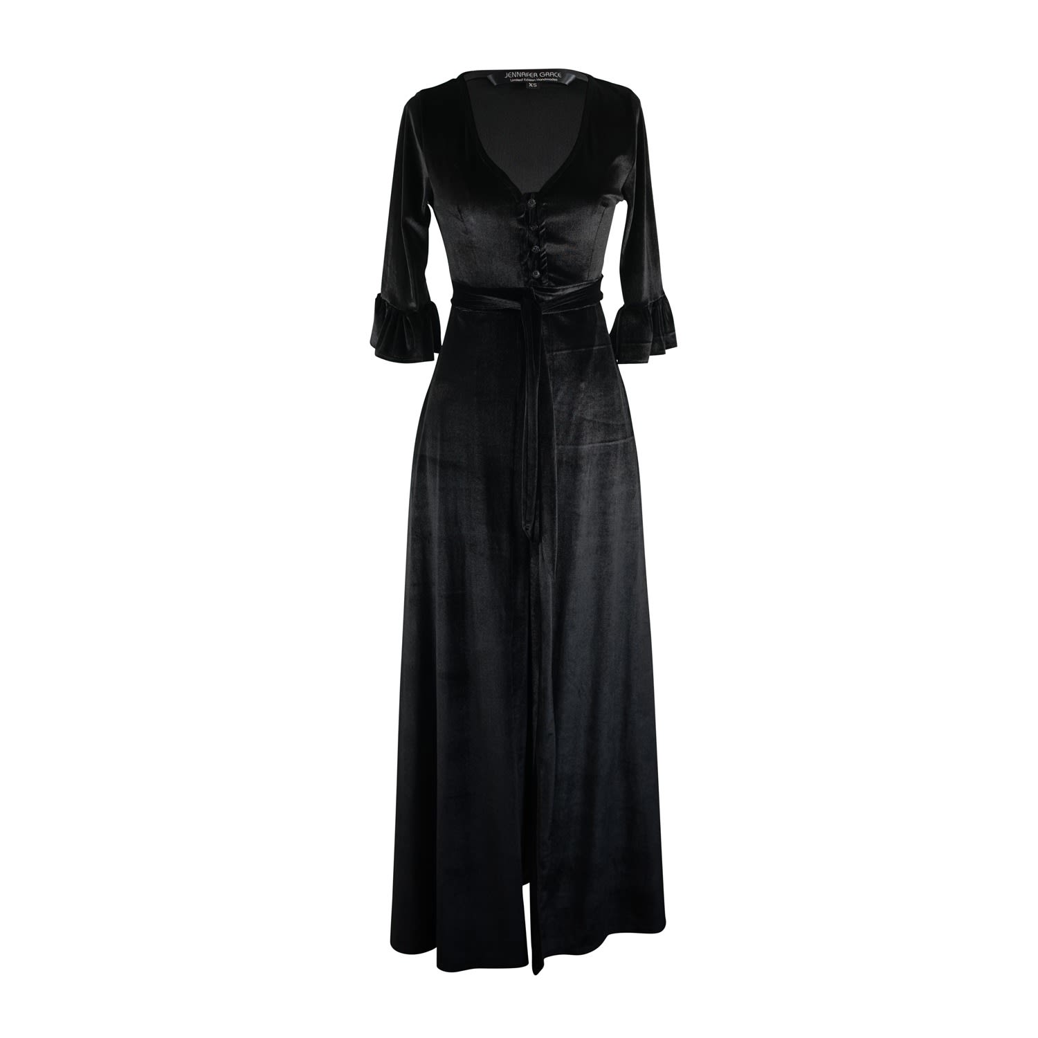 Women’s Black Velvet Dressing Gown Small Jennafer Grace