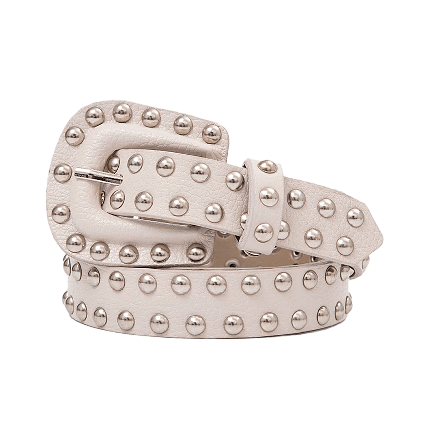 Women’s Studded Leather Belt - Off White Medium Beltbe