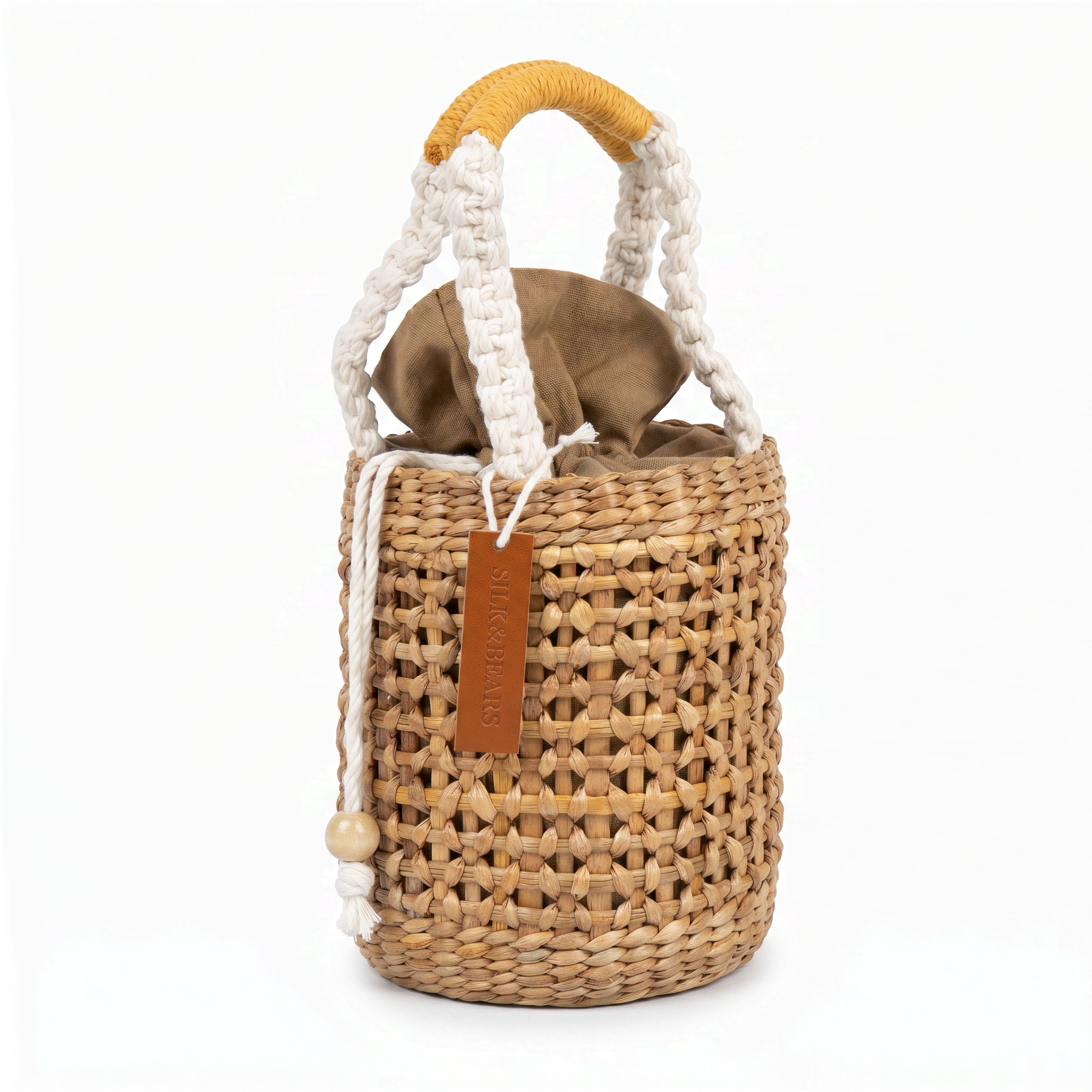 完売☆LUDLOW ラドロー Bucket-Water hyacinth bag Lotus Mini Bucket Bag – Handwoven Water Hyacinth | Silk and Bears