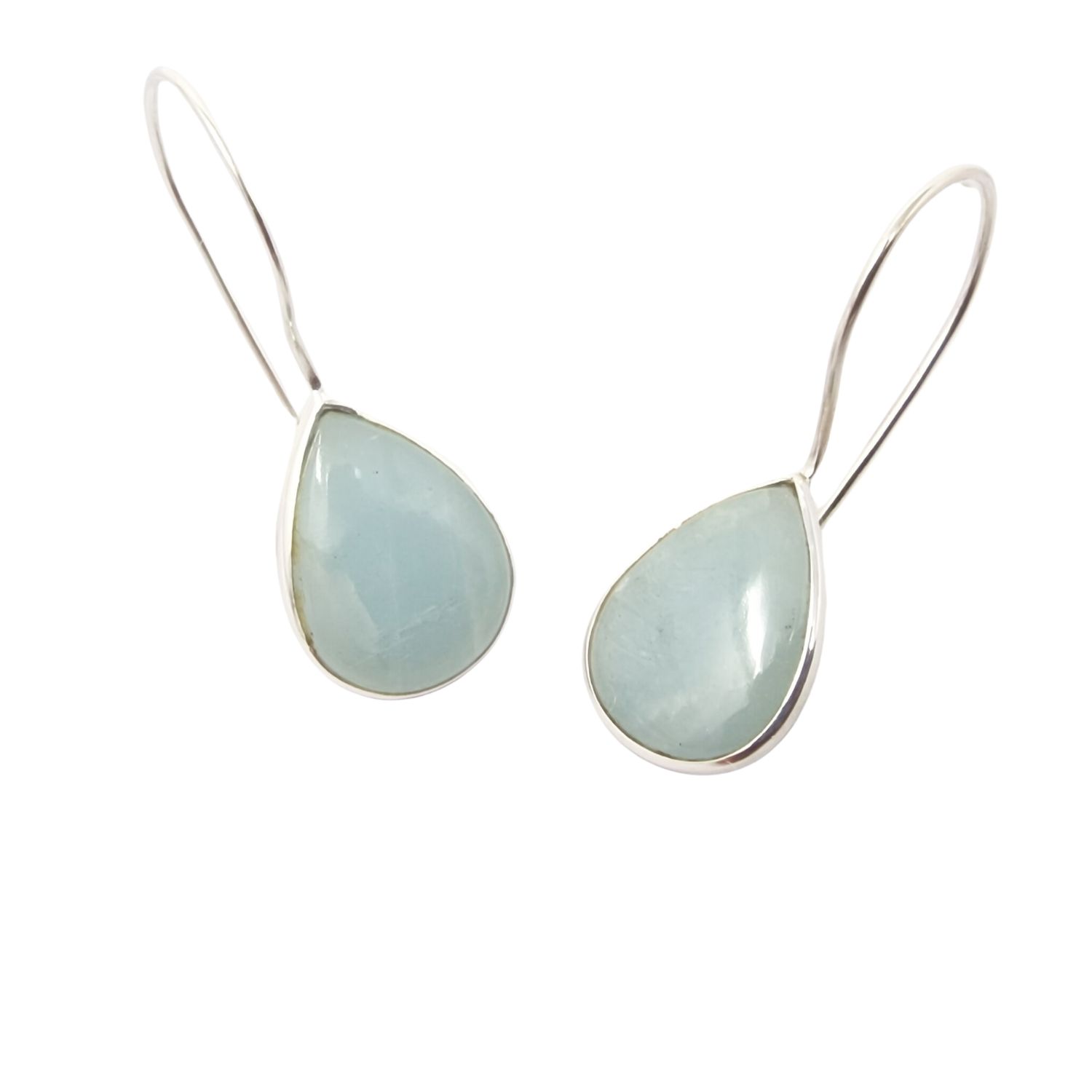 Women’s Silver / Blue Aquamarine March Birthstone Silver Drop Wire Earrings Harfi
