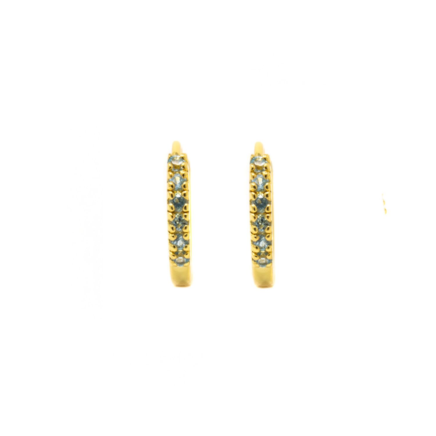 Nasi Silver Women's Adaya Huggie Hoops- Blue Topaz, Gold In Gold