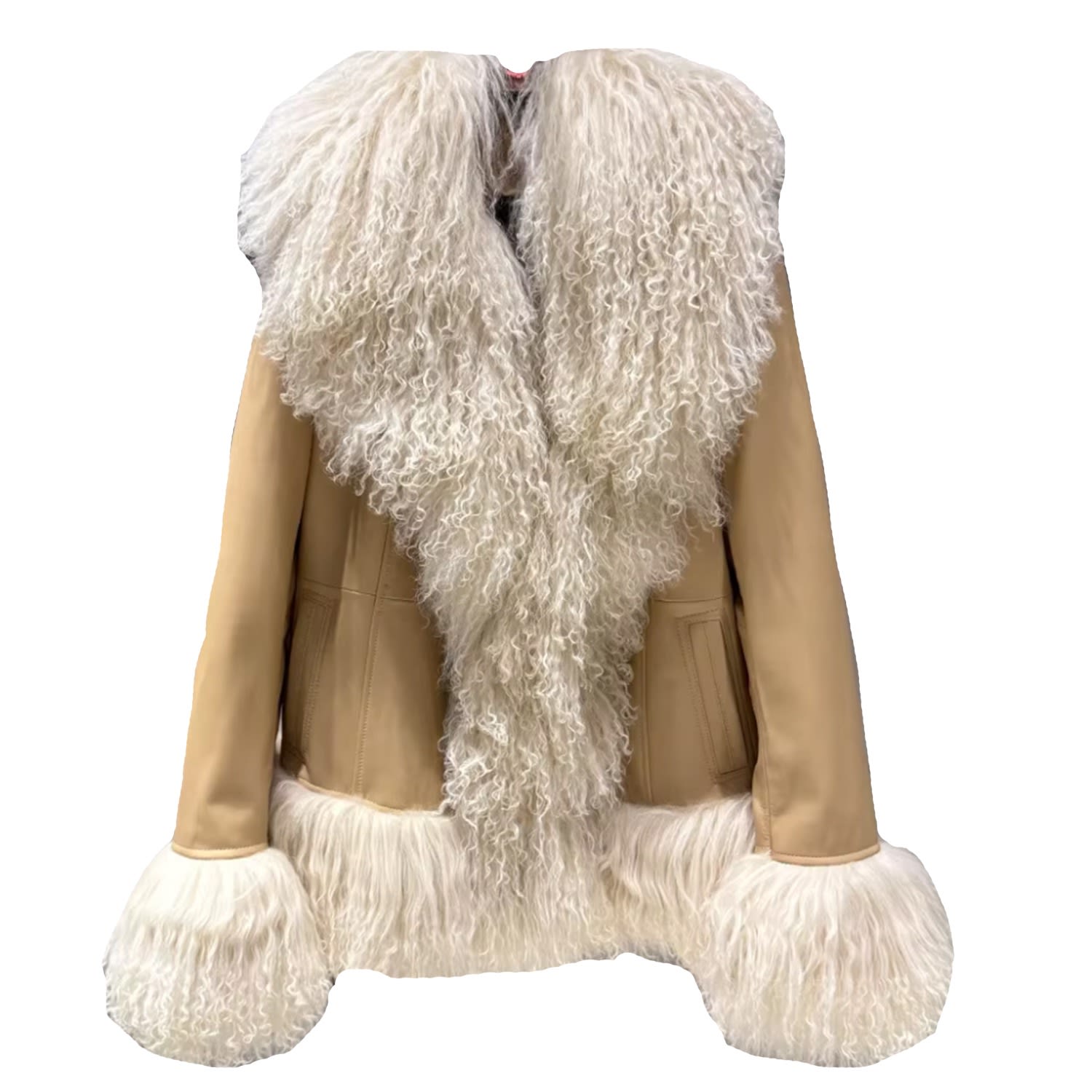 Madeleine Simon Studio Women's Neutrals / White / Brown Ballerina Beige And Cream Coat