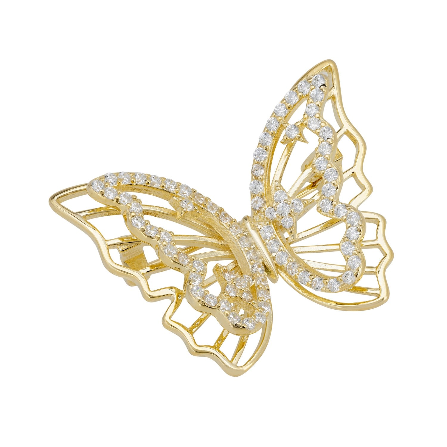 Women's Gold / White Filigree Butterfly Brooch Gold | Latelita