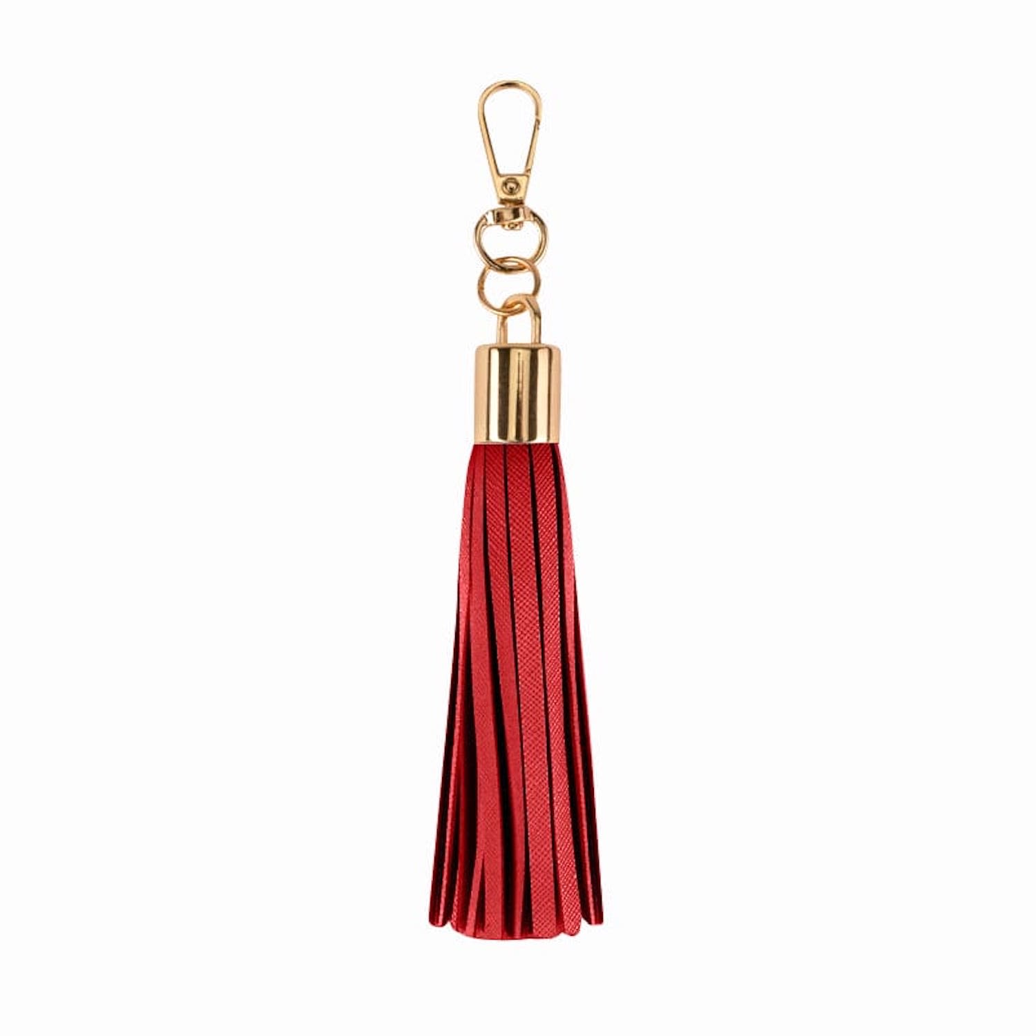 Jlr London Luxe Vegan Leather Tassel Keyring - Red In Red
