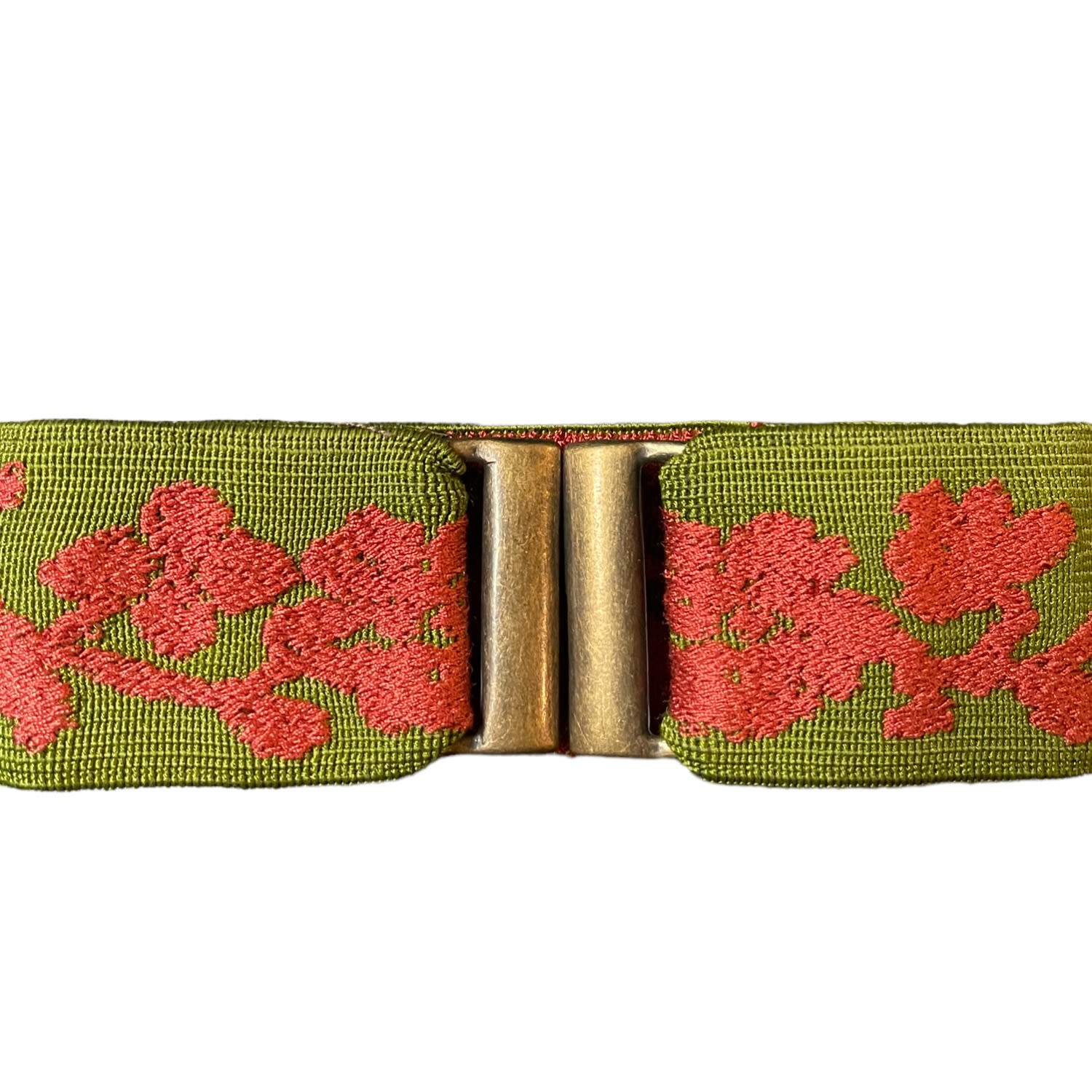 Women’s Red And Green Flowers Elastic Belt XXL Lara Moti