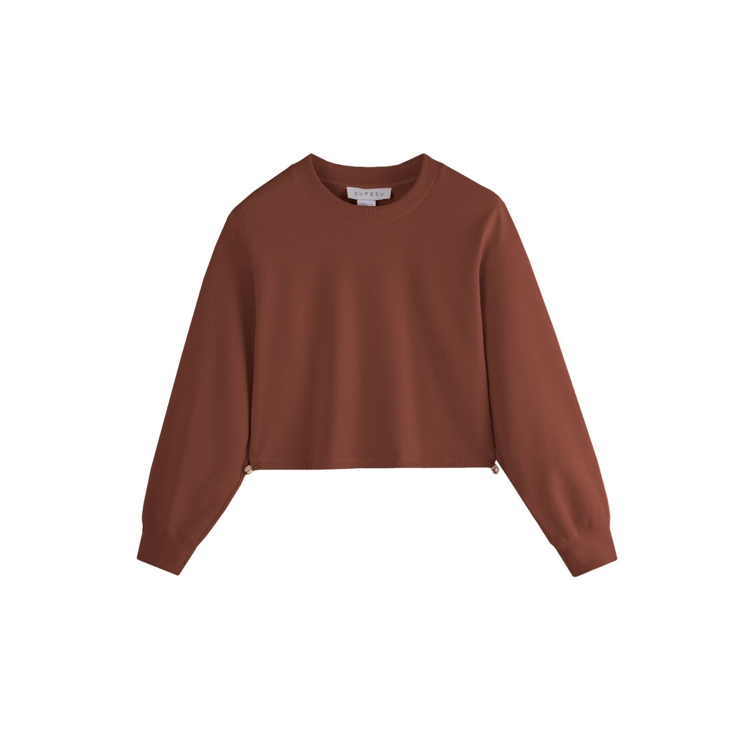 Supesu Women's Brown Cubby Sweater, Cropped - Caramel Macchiato In Brown