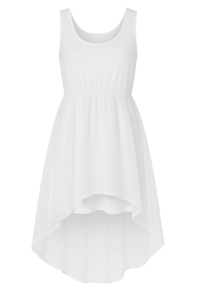 Conquista Women's White High Low Layer Dress In White