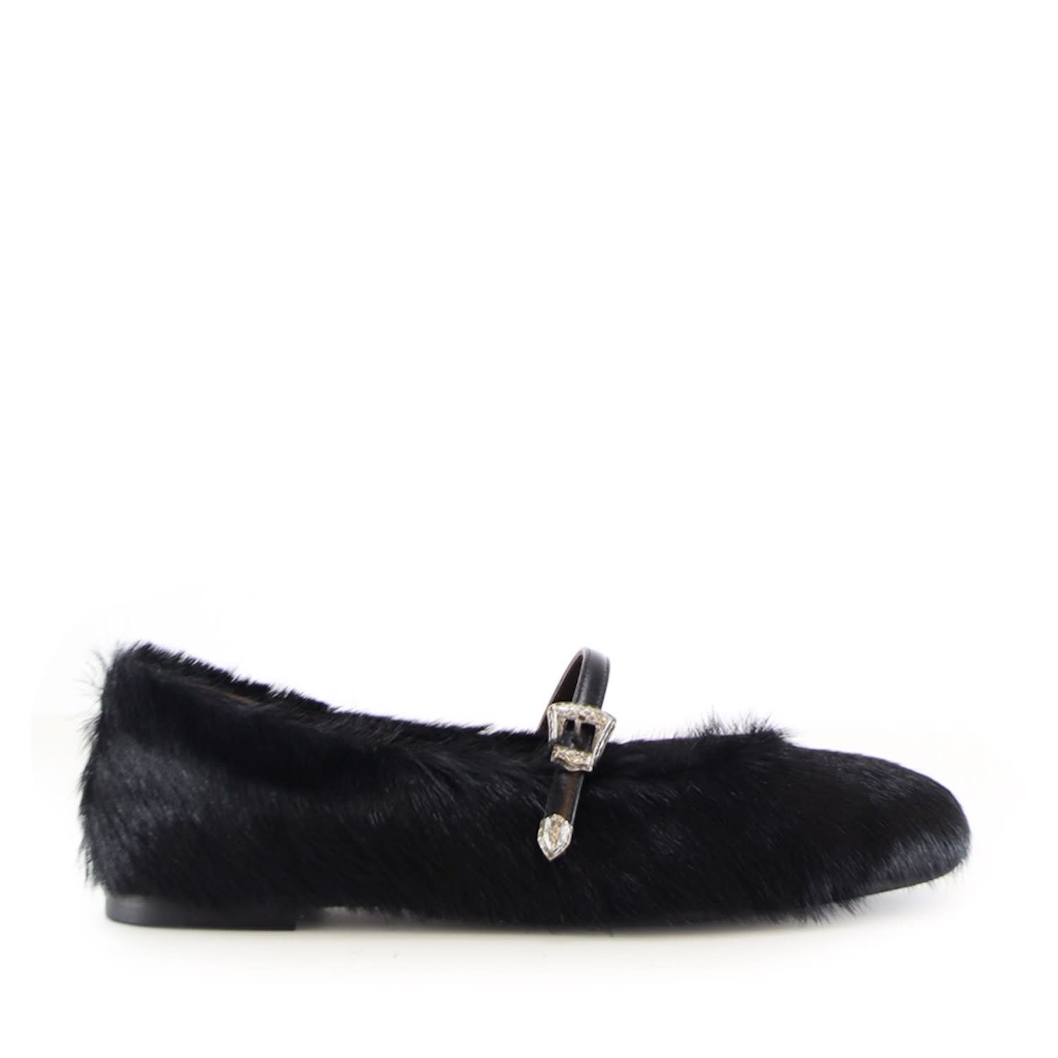 Notabene Women's Carlotta Ballerina, Black Cow Fur In Black