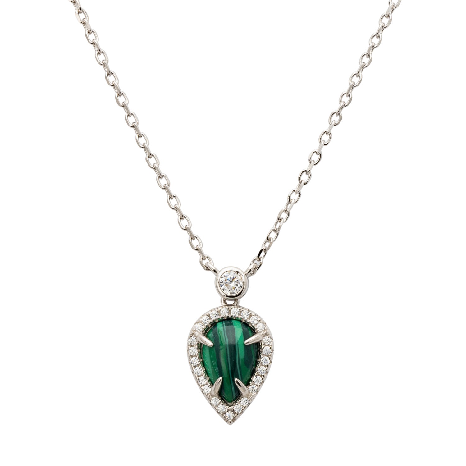 Women’s Green / Silver Arrowhead Malachite Gemstone Pendant Necklace Silver Latelita