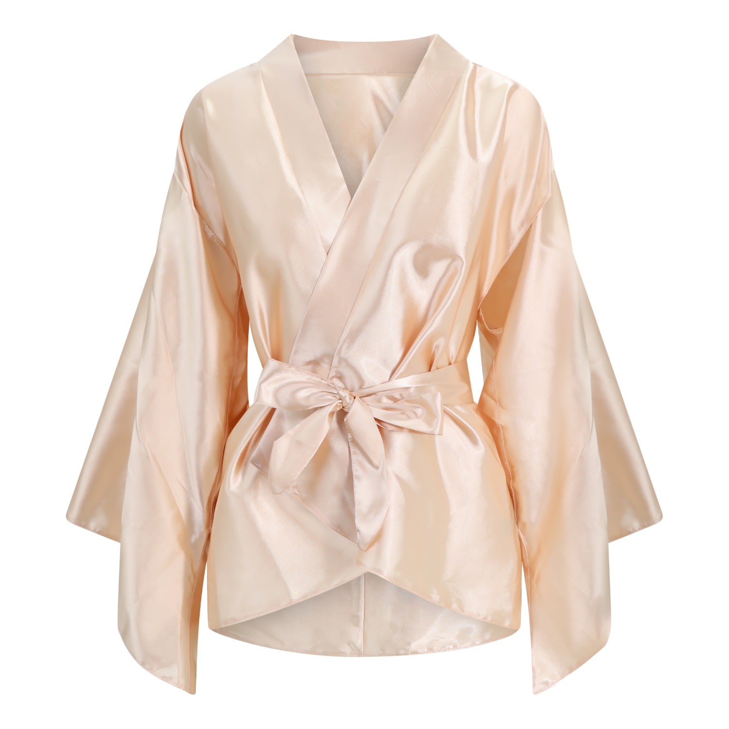 Women’s Rose Gold Satin Short Kimono Large Belle-Et-Bonbon