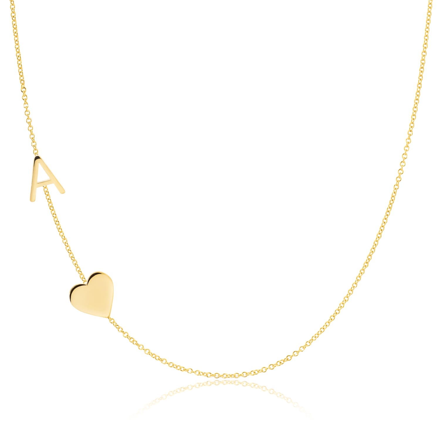Maya Brenner Women's Monogram Necklace With Heart Yellow Gold - 16" In Gold