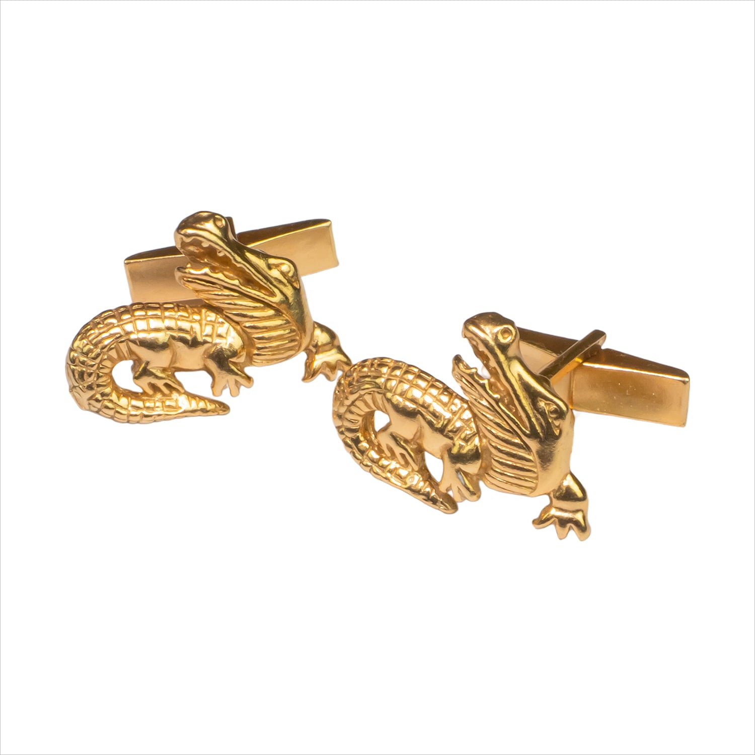 Men's Crocodile Cufflinks Eighteen Carat Gold On Solid Sterling Silver | Simon Kemp Jewellers