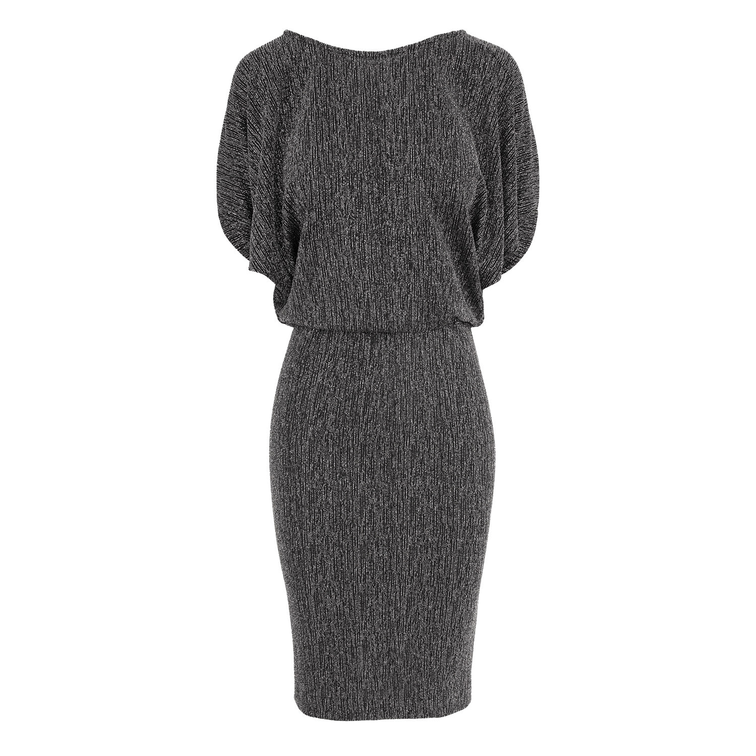 Women’s Paris Glitter Jersey Midi Dress In Silver M/L Roserry