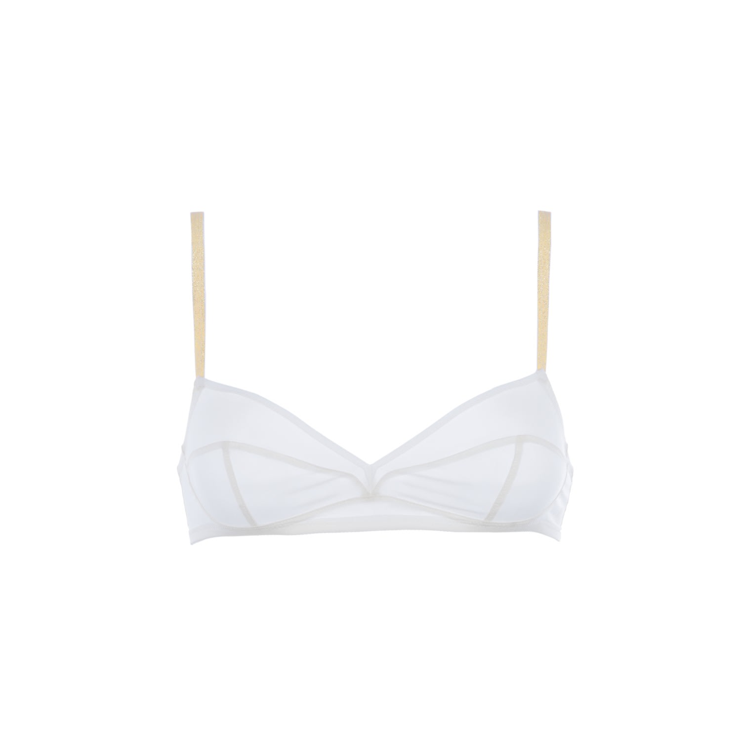 Women’s Neutrals / Gold / White Silk Bra - White & Gold - Yasmine Large Saeta Paris