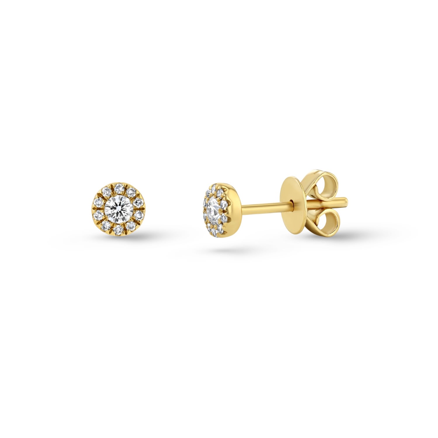 Jewelbird Women's Gold Diamond Halo Stud Earrings