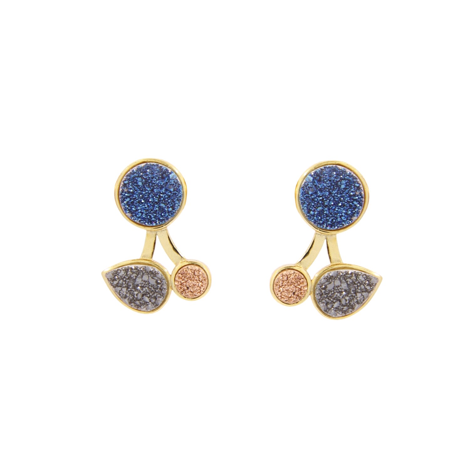 Women’s "Maya" Druzy Sterling Silver Earrings - Gold Gosia Orlowska