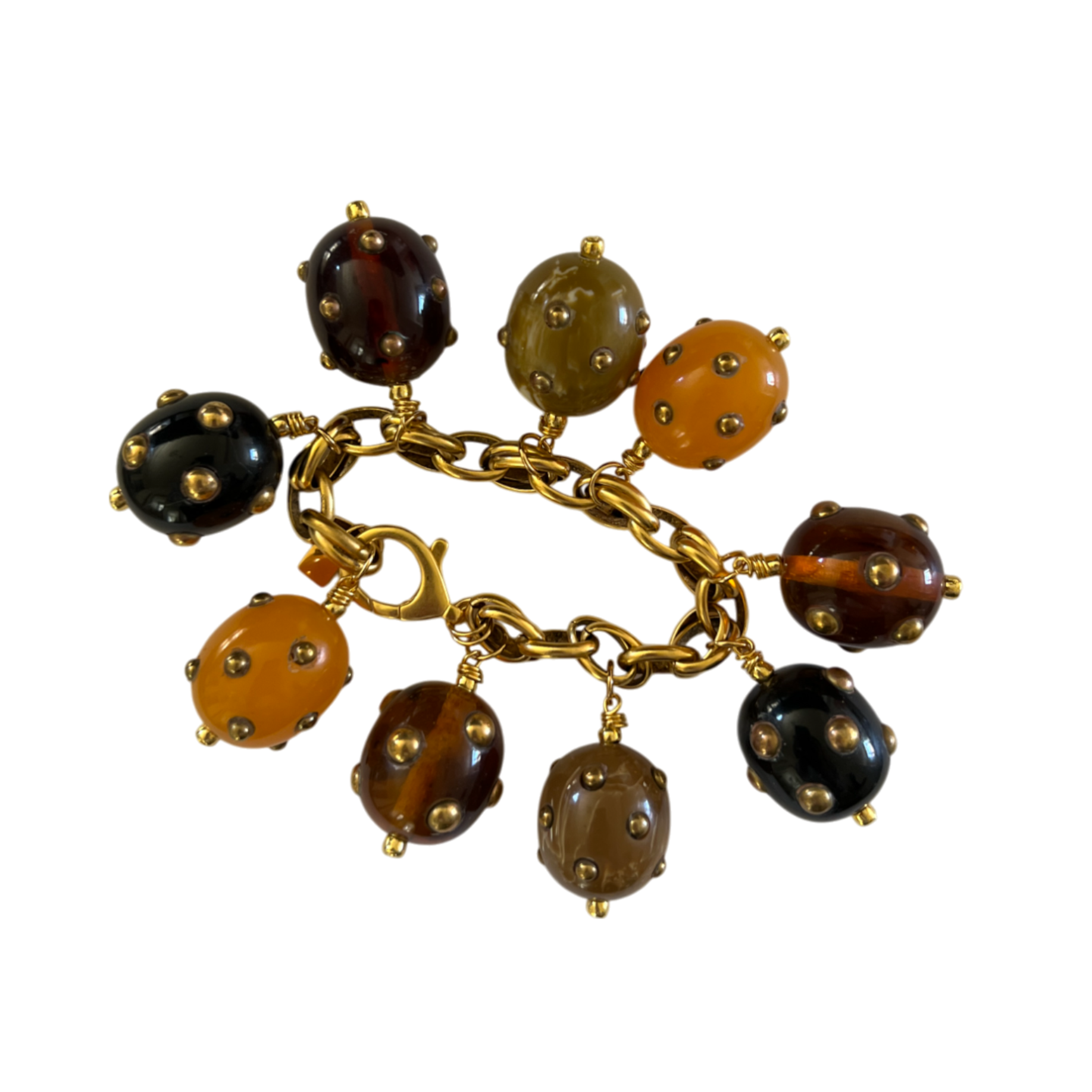 Sccollection Women's Gold / Yellow / Orange Maude Stud Charm Bracelet