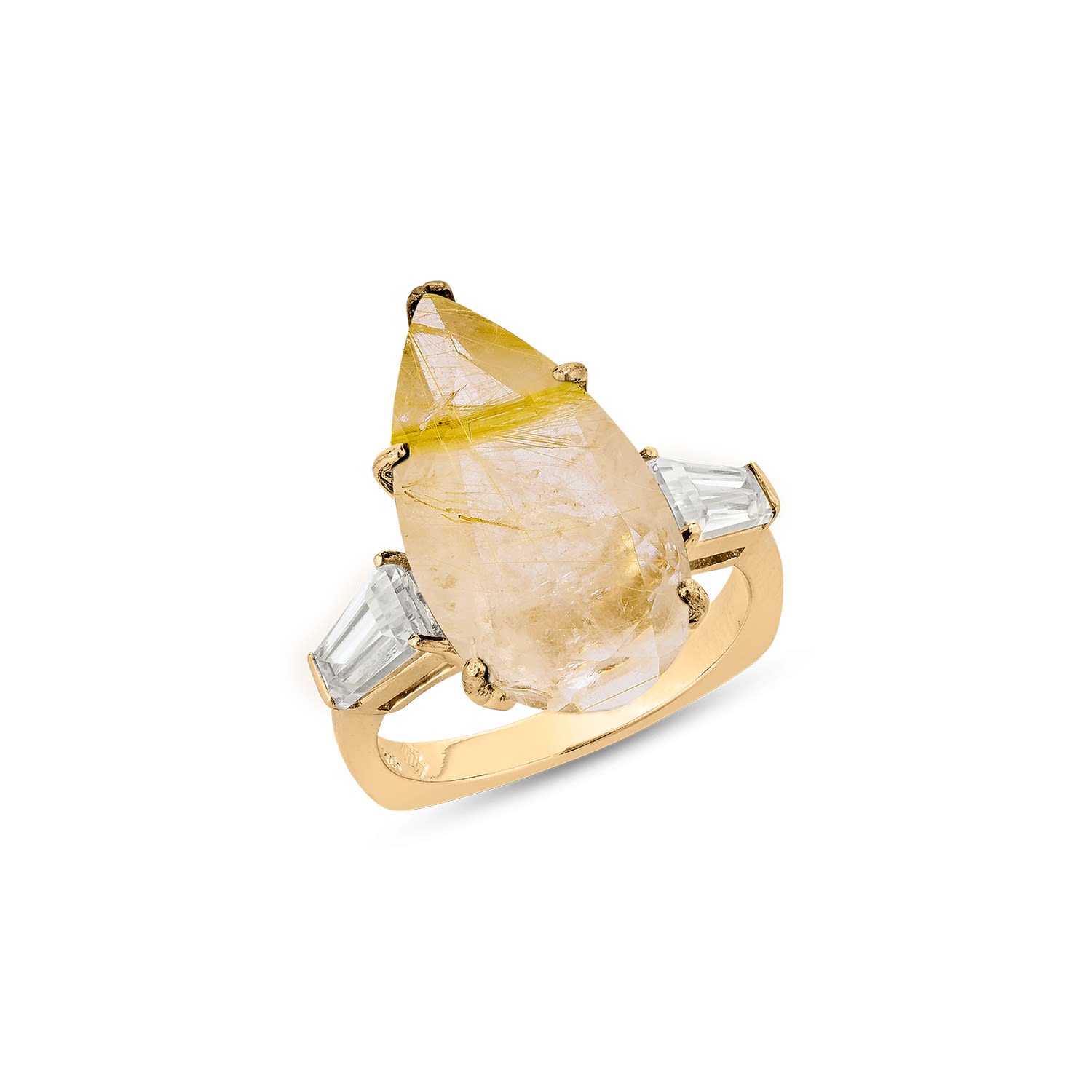Sally Skoufis Women's Gold / White Visionary Ring With Gold Rutile In Gold