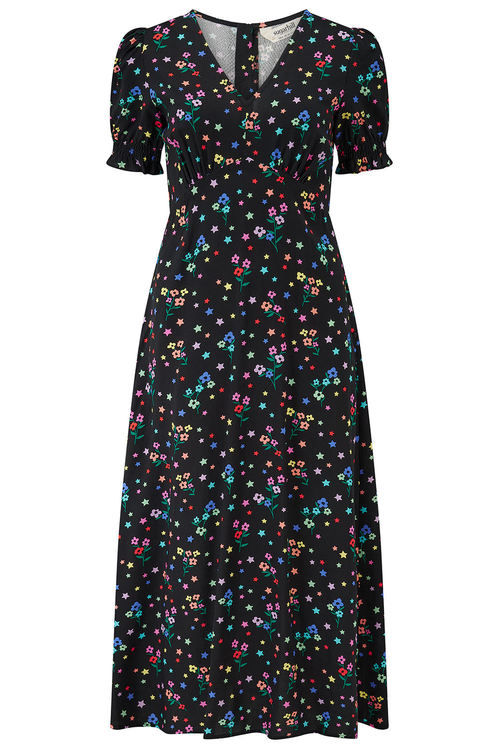 Sugarhill Brighton Women's Maryjane Midi Dress Black  Rainbow Sprigs