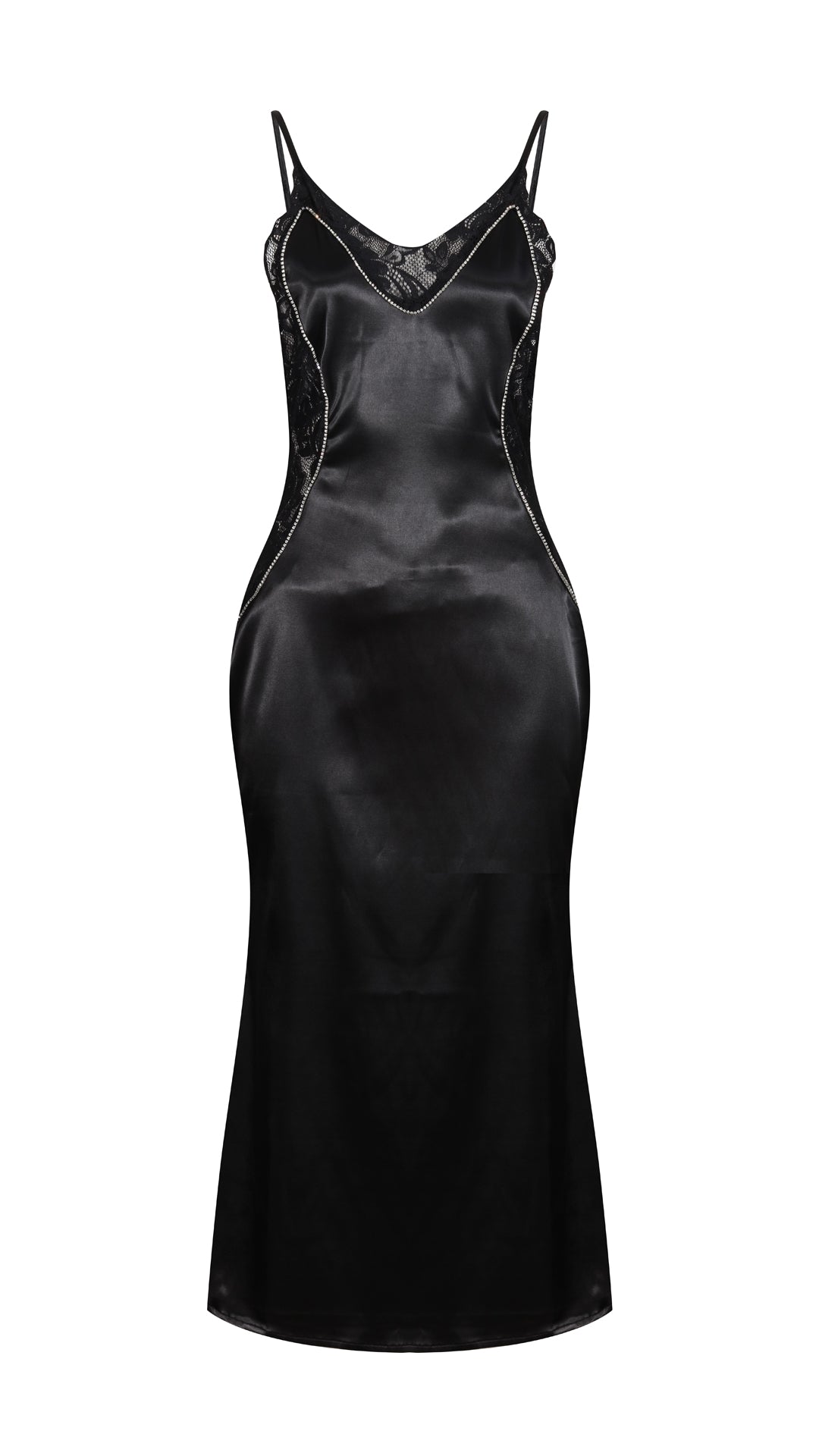 Women’s Scarfina Black Satin, Lace & Crystal Dress Medium Storm Label