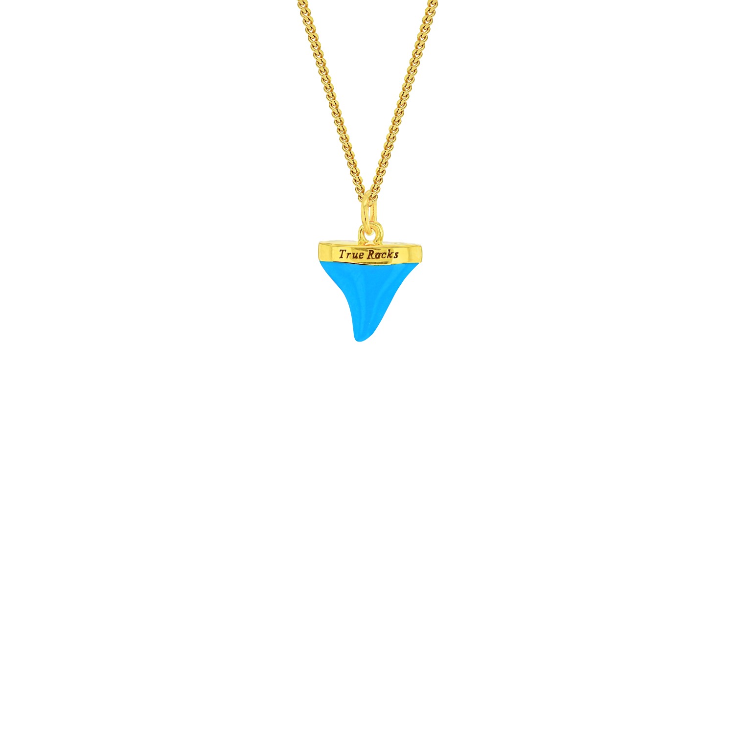 True Rocks Men's Blue / Gold 18kt Gold Plated & Turquoise Mini Sharks Tooth Pendant In Multi