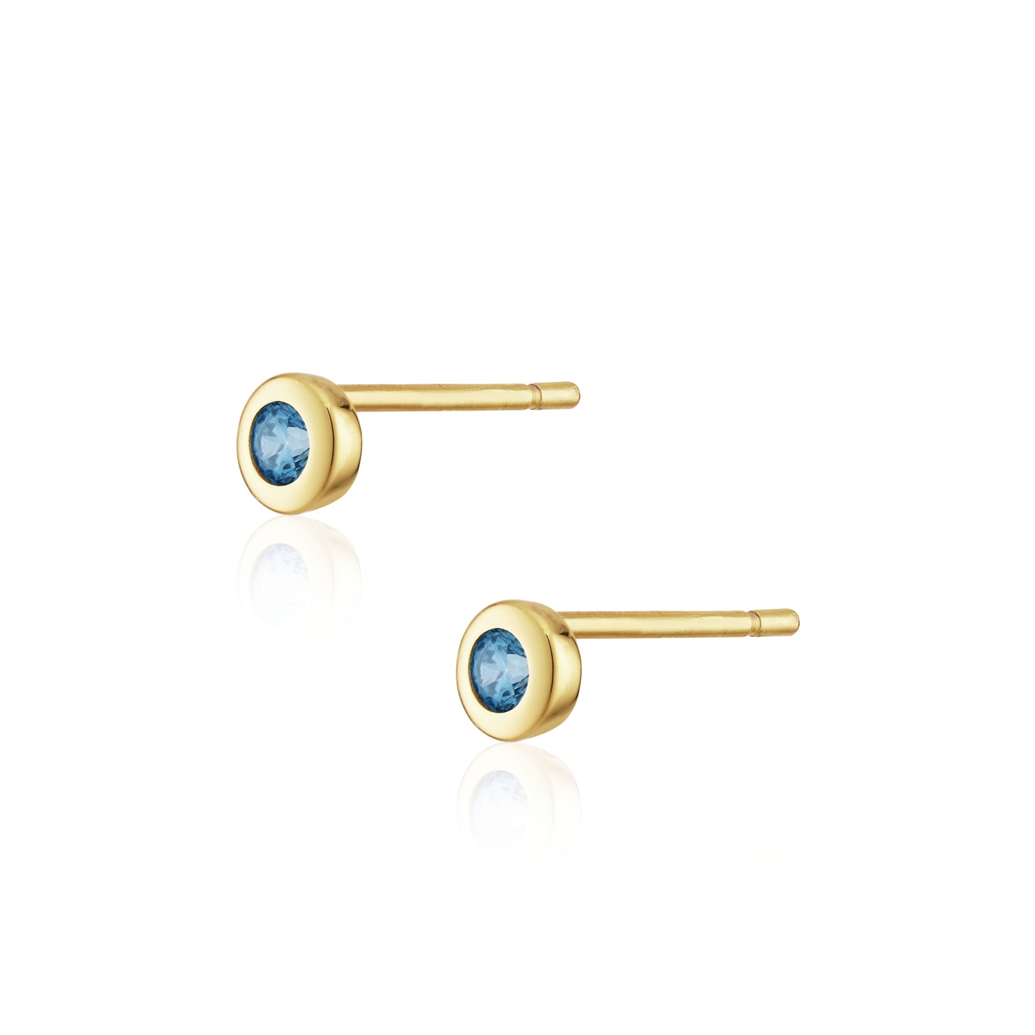 Alura Copenhagen Jewellery Women's Gold / Blue Ocean Earstuds With Blue Faceted Zirconia In Multi