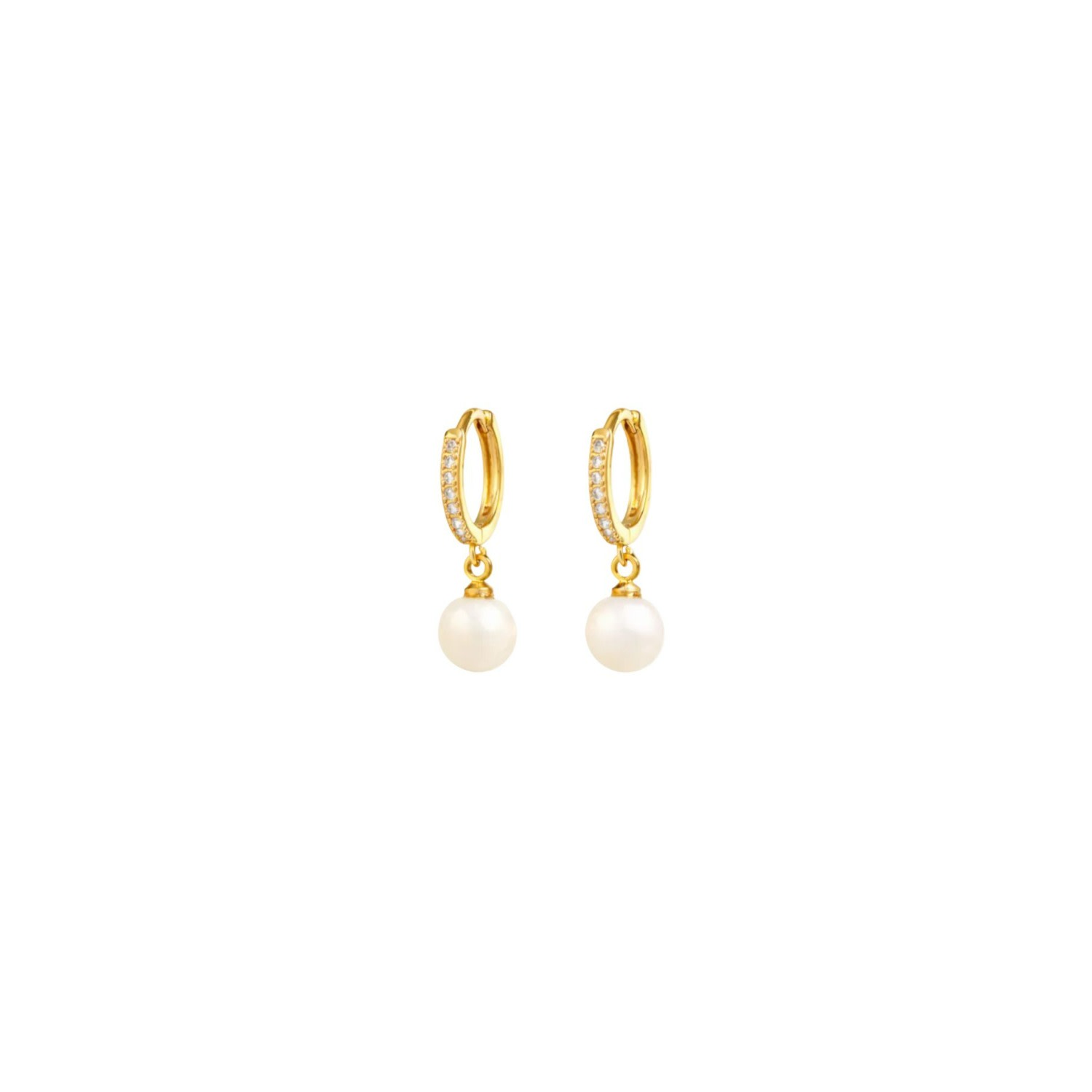 Women's Gold / White Shinju Gold Pearl Hoops | Uchi & Soto