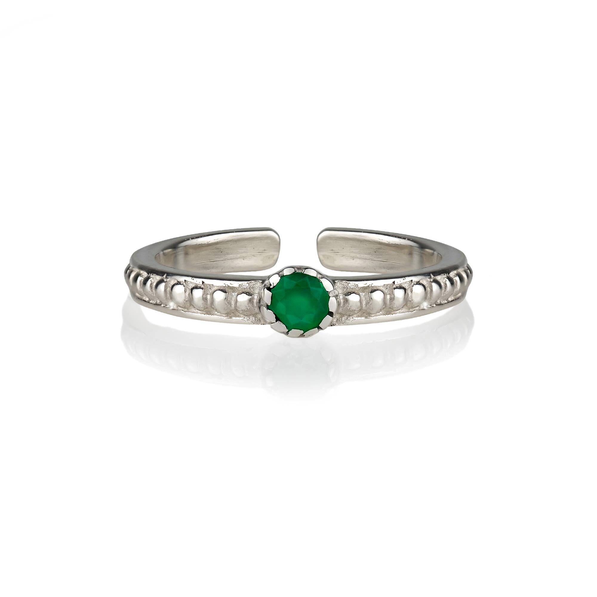 Charlotte's Web Jewellery Women's Silver / Green Lalita Silver Midi / Toe Ring - Green Onyx In Multi