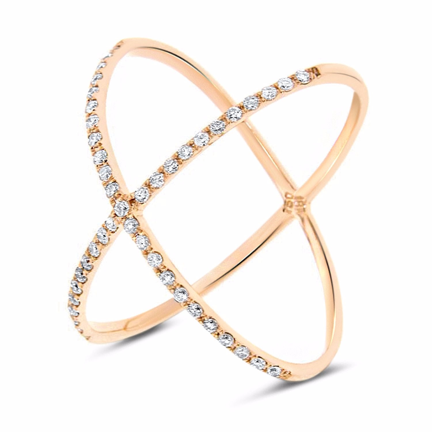 Women’s Crisscross Diamond Ring 18K Rose Gold Cosanuova