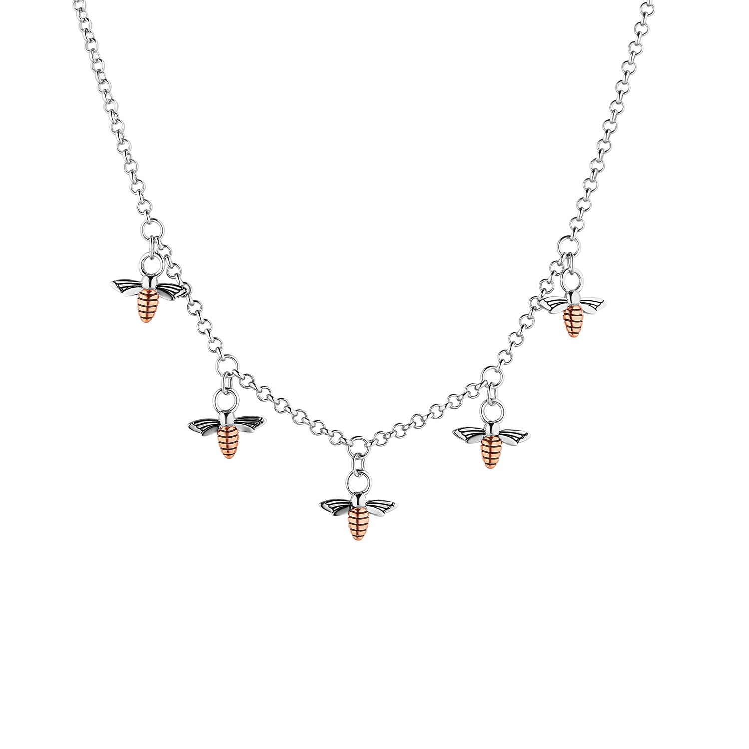 Women’s Sterling Silver & Rose Gold Vermeil Mini Bees Necklace Steff Jewellery