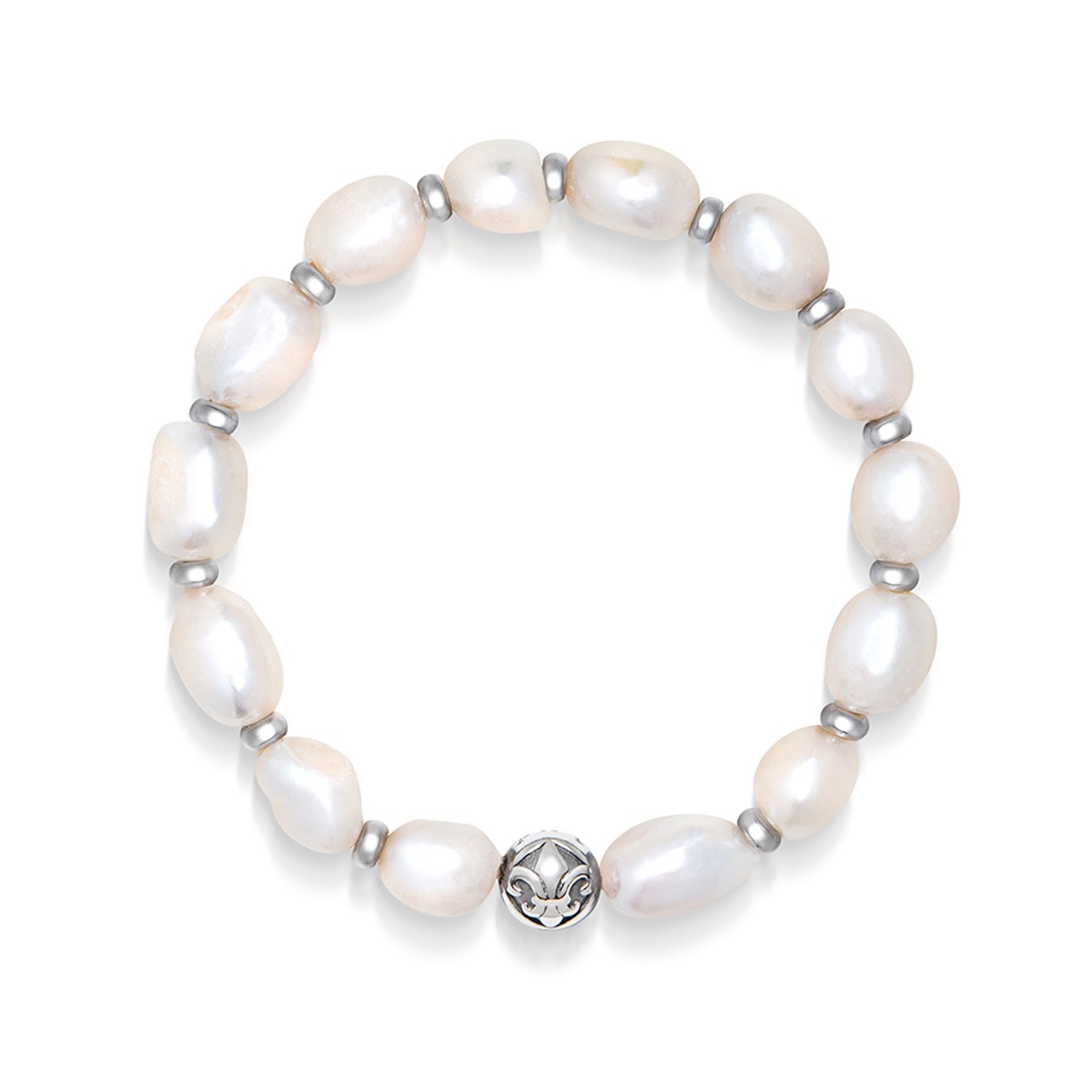 White / Silver Women’s Wristband With Baroque Pearls And Silver Nialaya