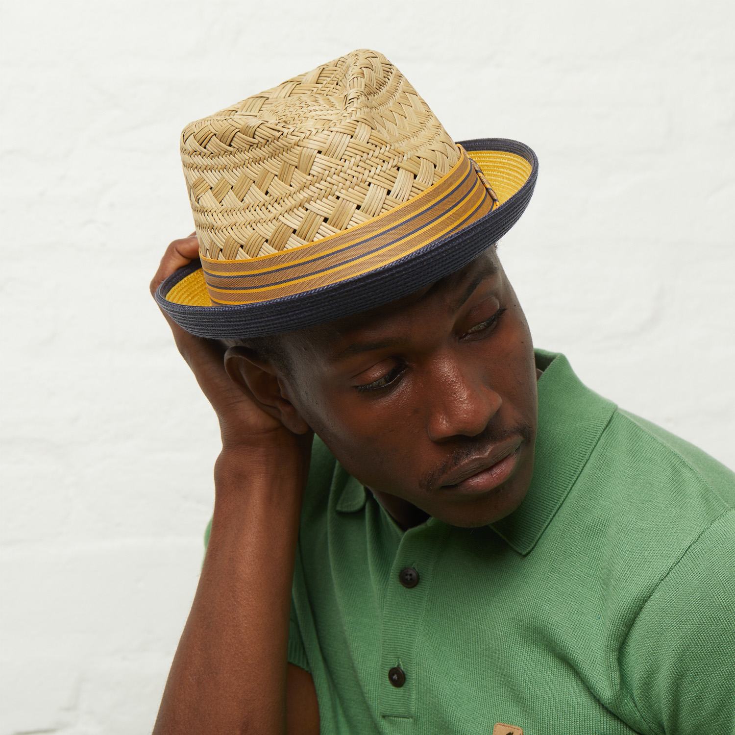 Dasmarca Hats Men's Neutrals Dasmarca Blake Summer Multi Coloured Straw Trilby Hat - Oat