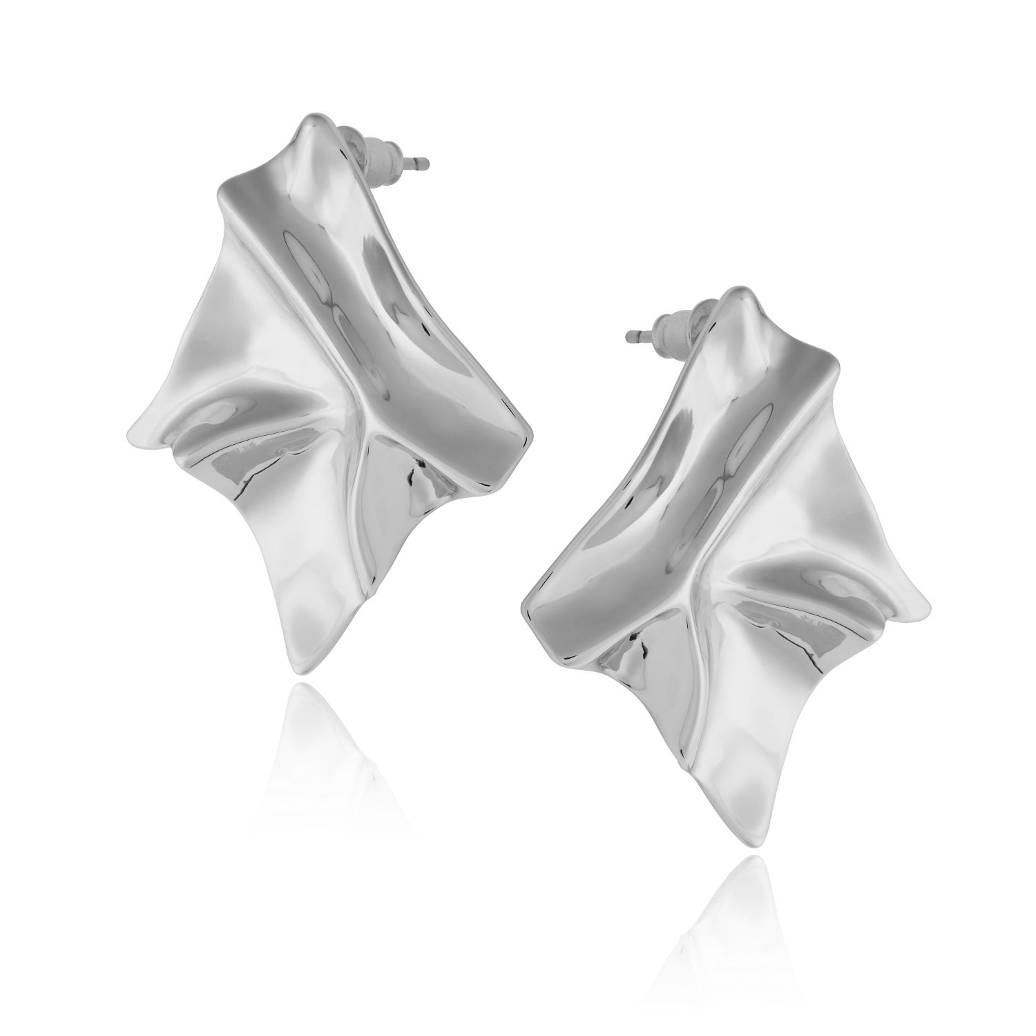 Arctic Fox & Co. Women's Silver Statement Earrings - Nami In Blue