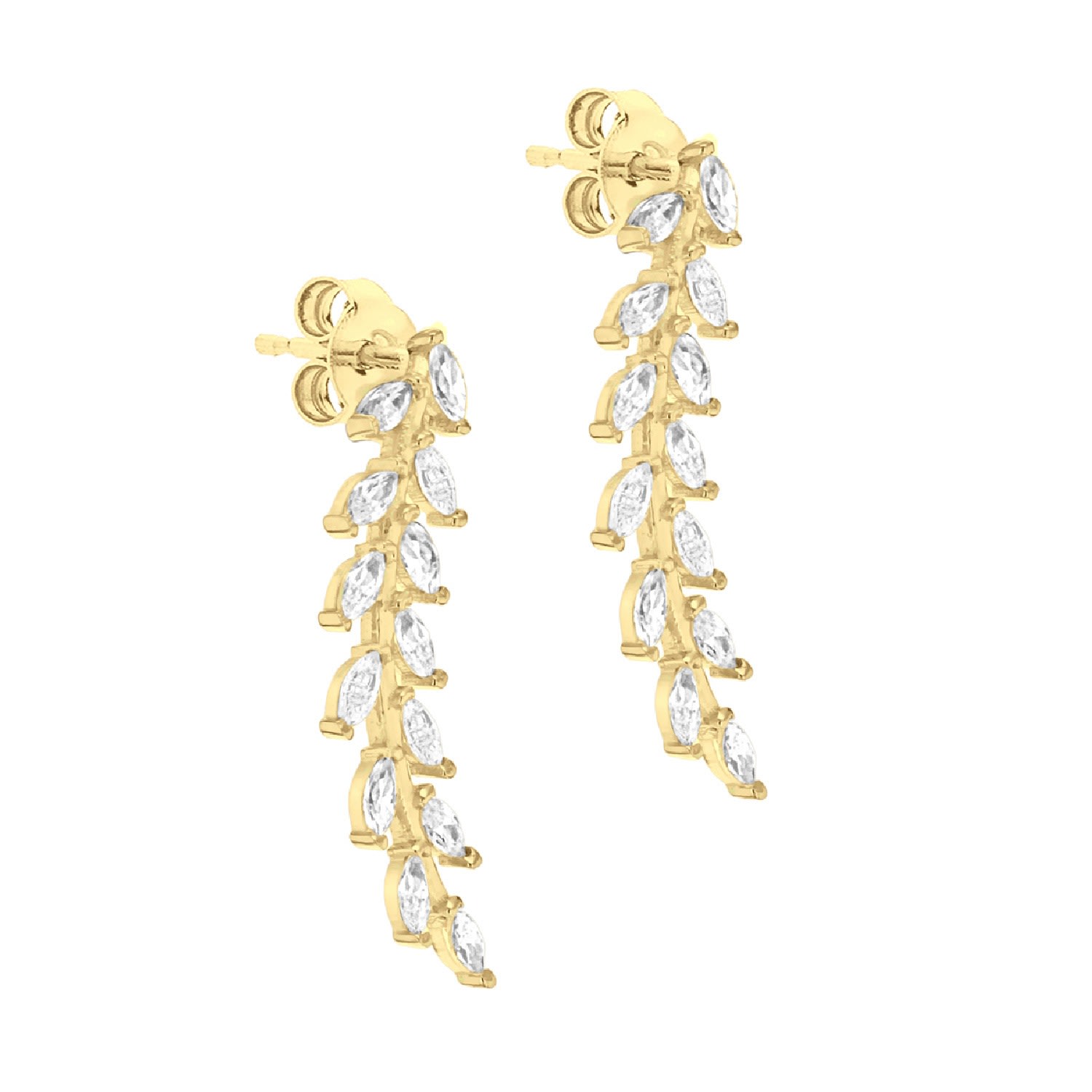 Posh Totty Designs Women's Gold Cubic Zirconia Leaf Stud Earrings