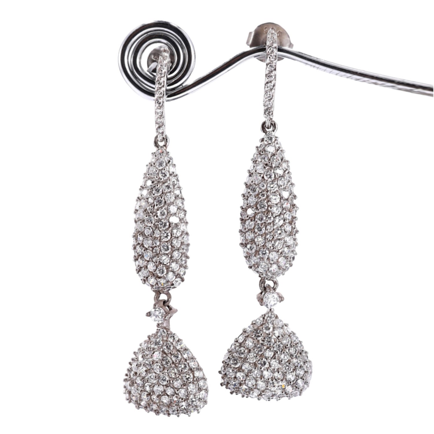 Mineralgems ✩ Studio Women's Silver / White Silver Dangling Earrings With All-over Zirconia