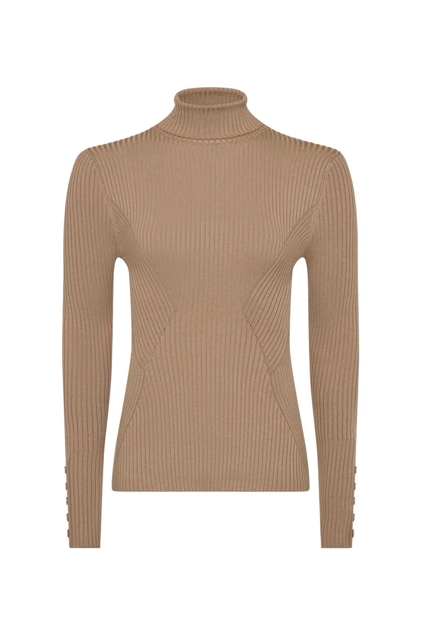 Guinea Women's Neutrals Camel Roll Neck Sweater In Sand