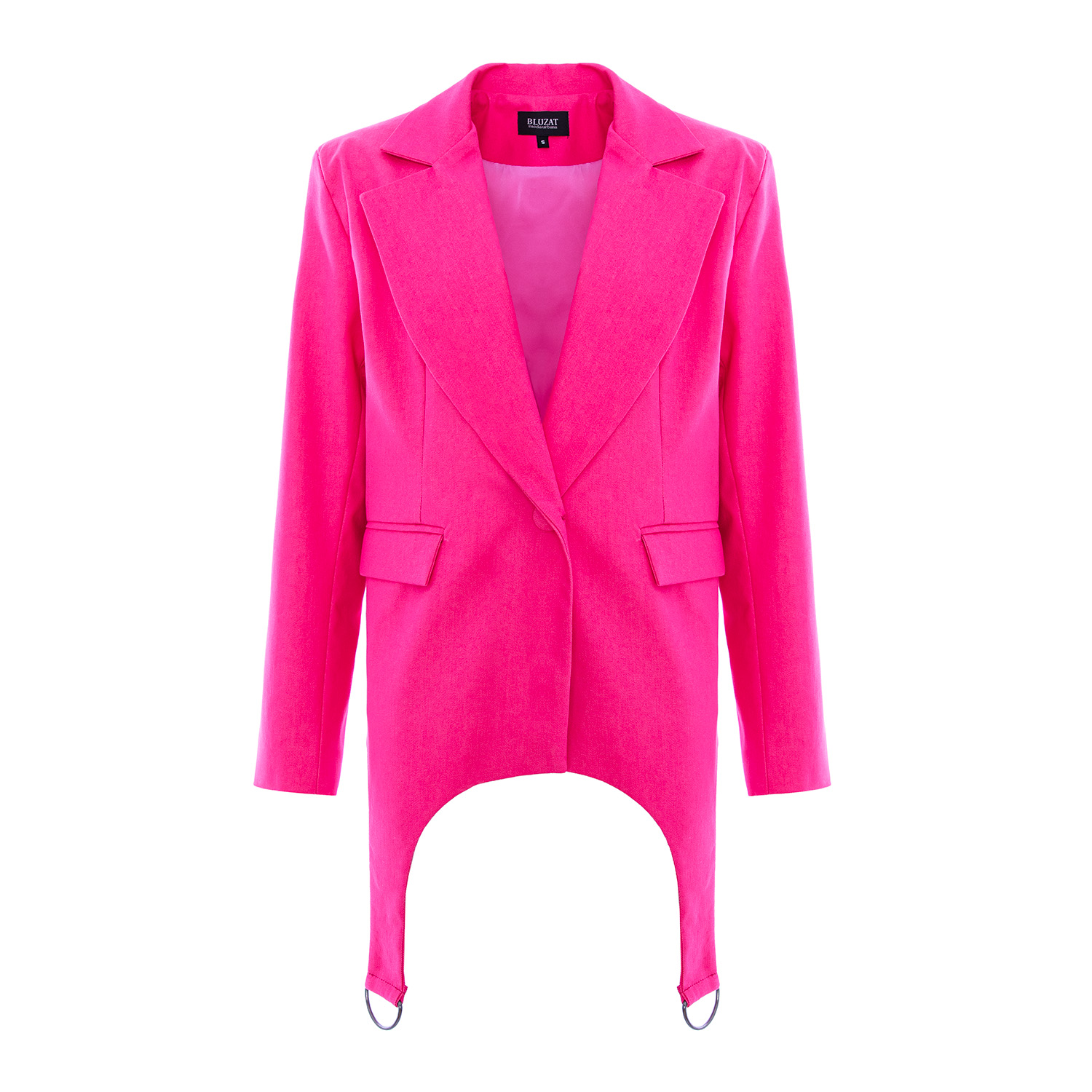 Bluzat Women's Pink / Purple Pink Denim Blazer With Decorative Rings In Pink/purple