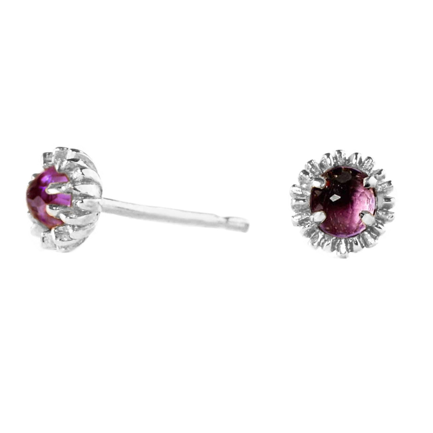 Women’s Dahlia Bud Amethyst Earrings - Silver Lee Renee