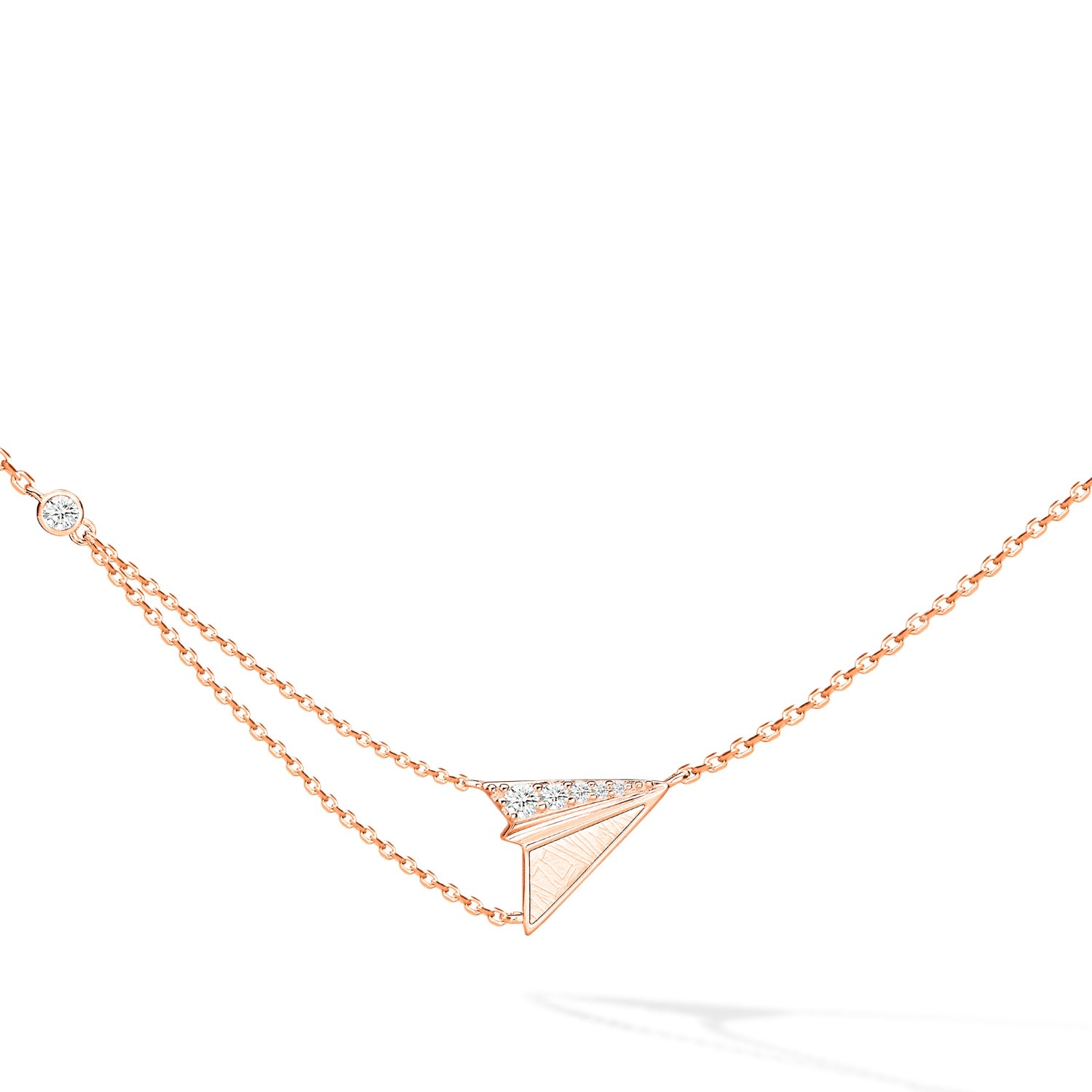 Women’s Paper Airplane Meteorite Silver Necklace - Rose Gold Awnl