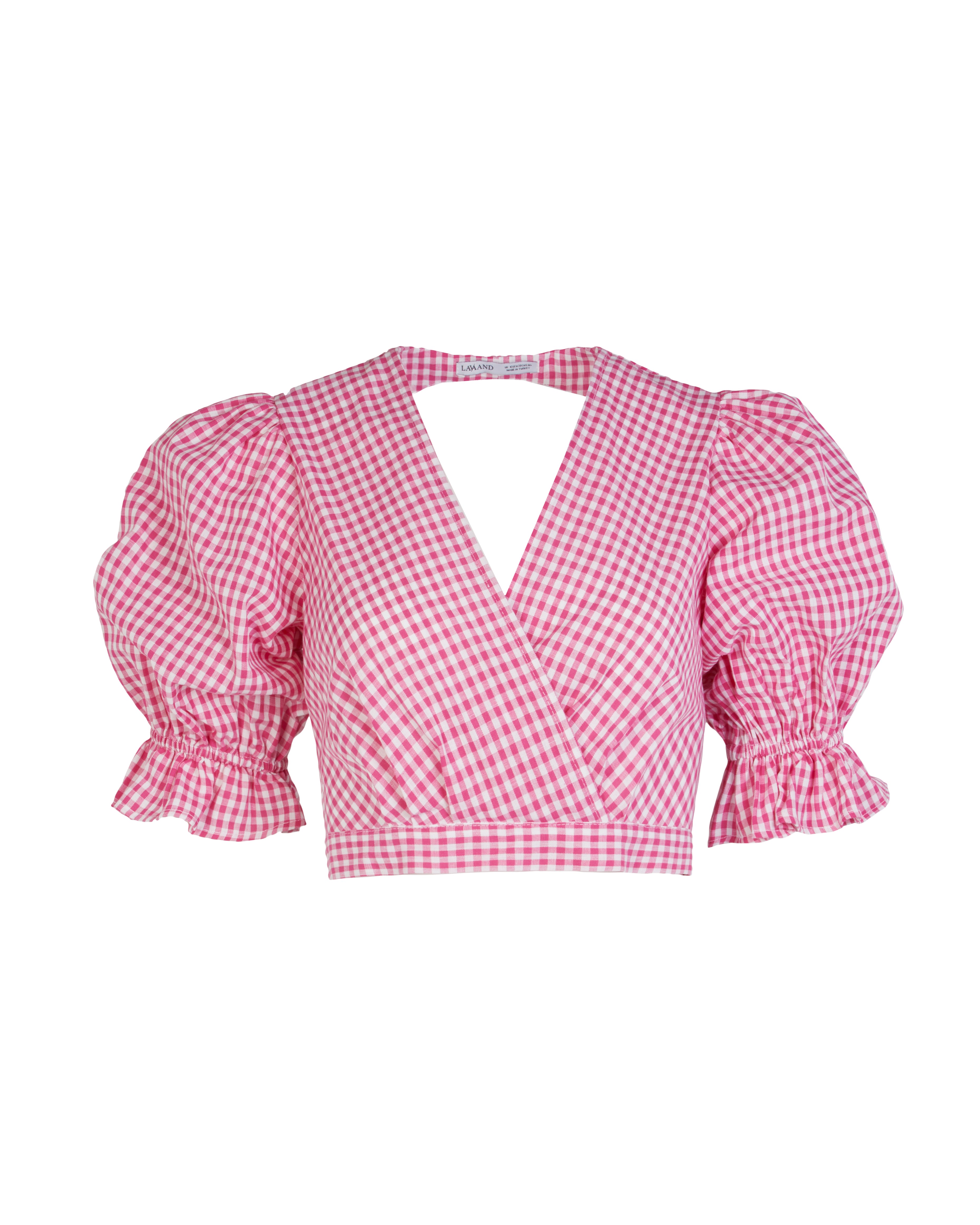Lavaand Women's Pink / Purple The Clara Open Back Cotton Blouse In Pink Gingham In Pink/purple