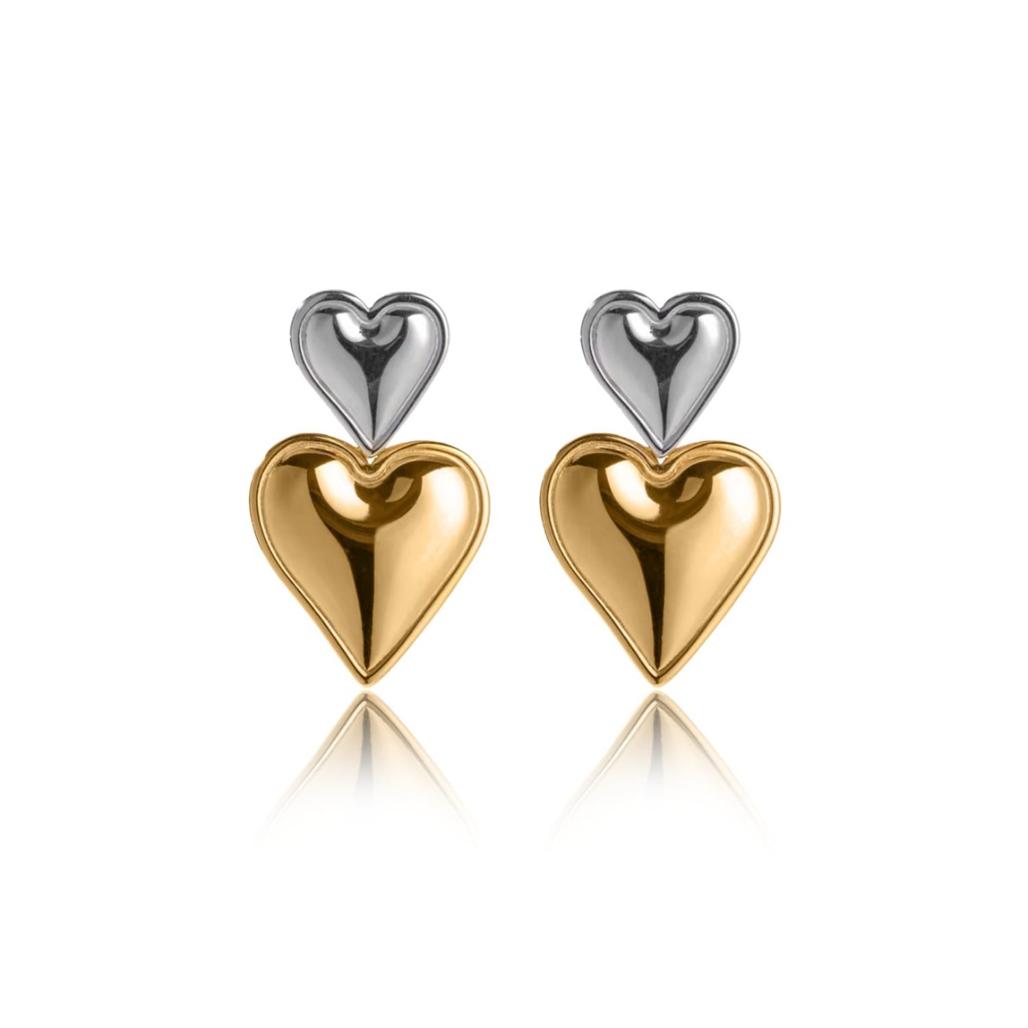 Viea Women's Gold / Silver Giselle Two Tone Statement Heart Shaped Earrings