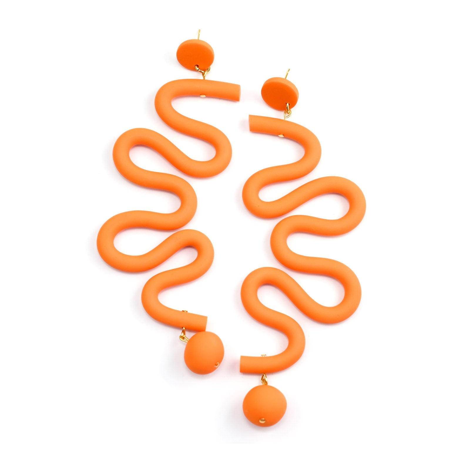 Women’s Yellow / Orange Orange Tube Squiggle Earrings By Chavelli