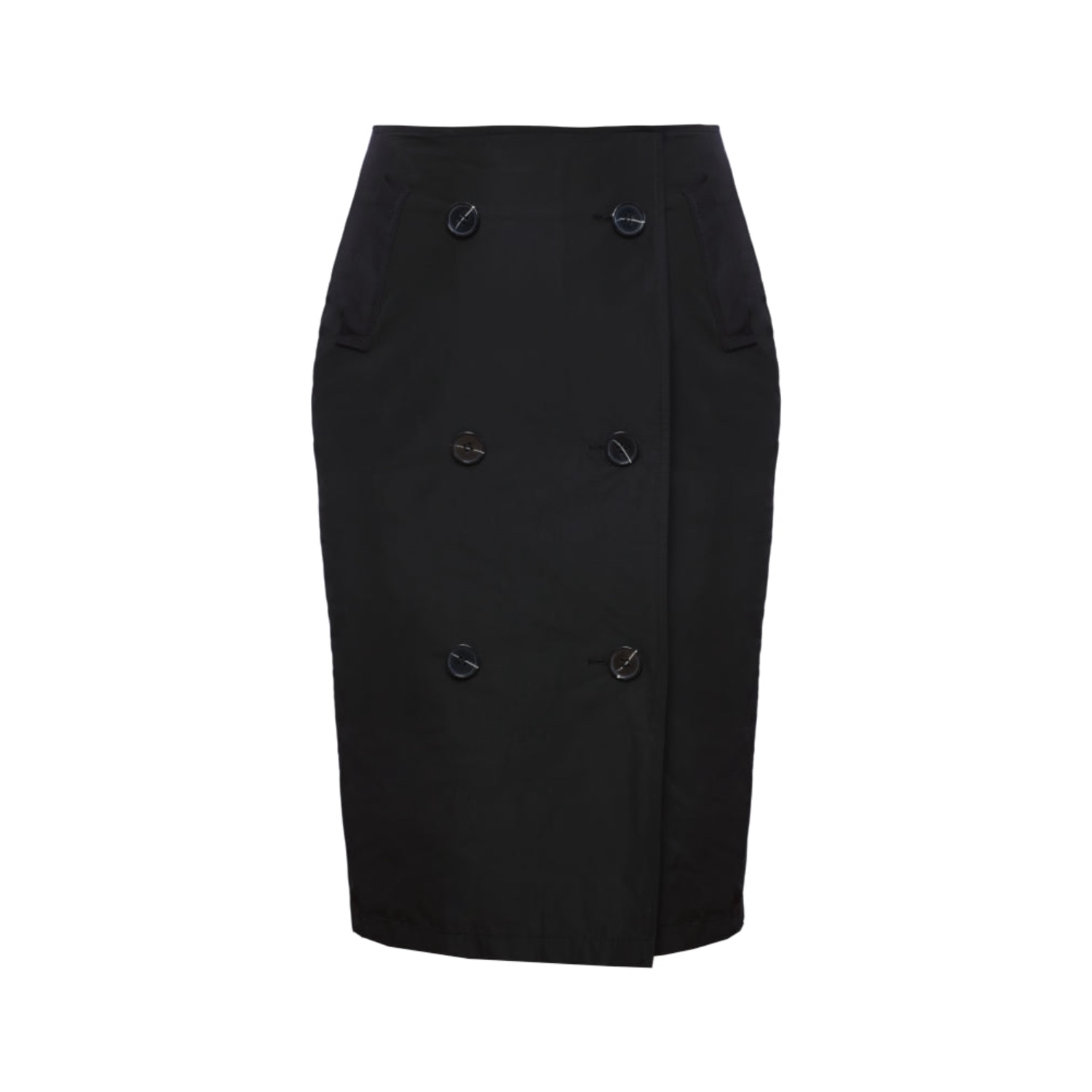 Zan Studio Women's Black Double Buttoned Straight Skirt In Black