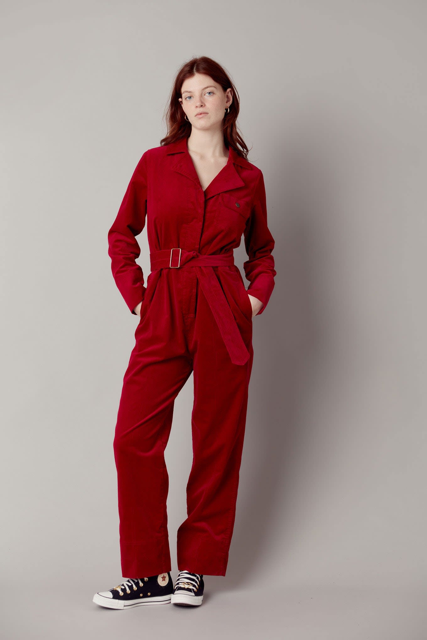 Red cord jumpsuit deals