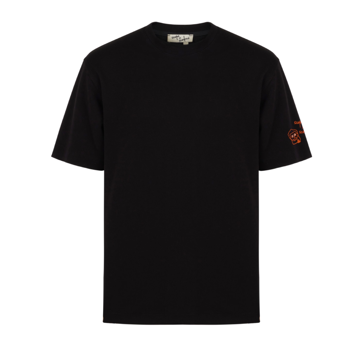 Sevdrus Men's Unisex Embroidered Black T-shirt  Scops In Black