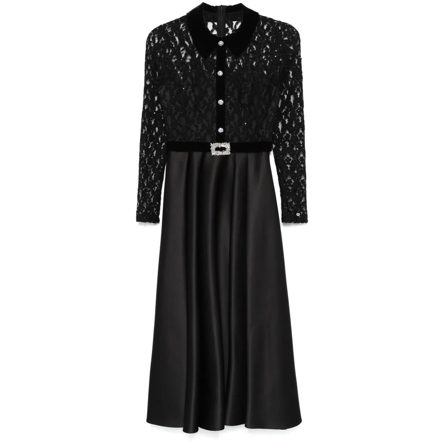 Nissa Crystal-embellished Taffeta Midi Dress In Black