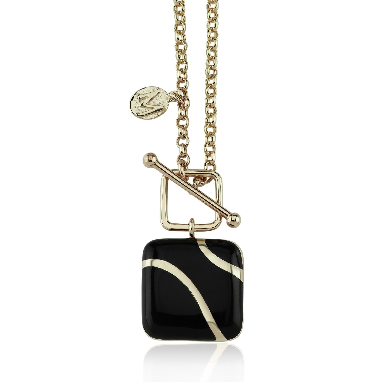 Women’s Kintsugi Gold Locket Necklace With Black Enamel Melie Jewelry