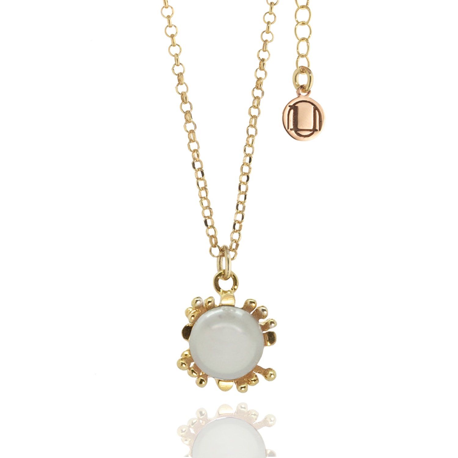 Unaloe Women's Gold / White Ribes Necklace In Sterling Silver, Gold Plated With Natural Pearl In Multi